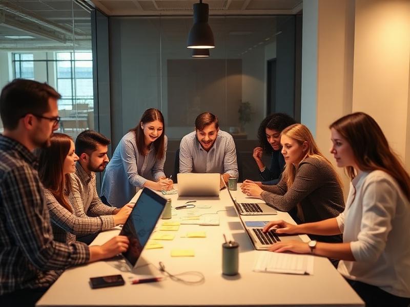 Equipe colaborando em projeto no hub